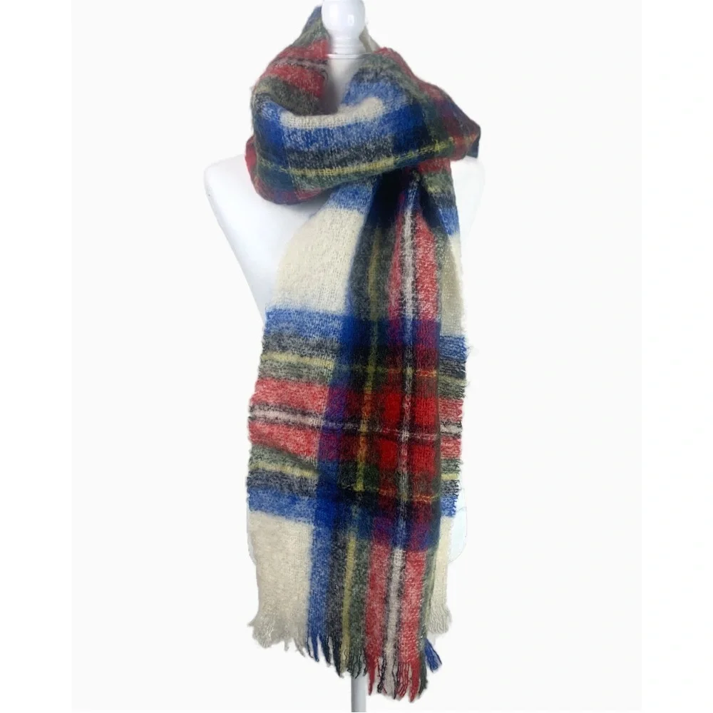 Vintage 70’s Mohair Wool Scarf St. Michael Made In Scotland